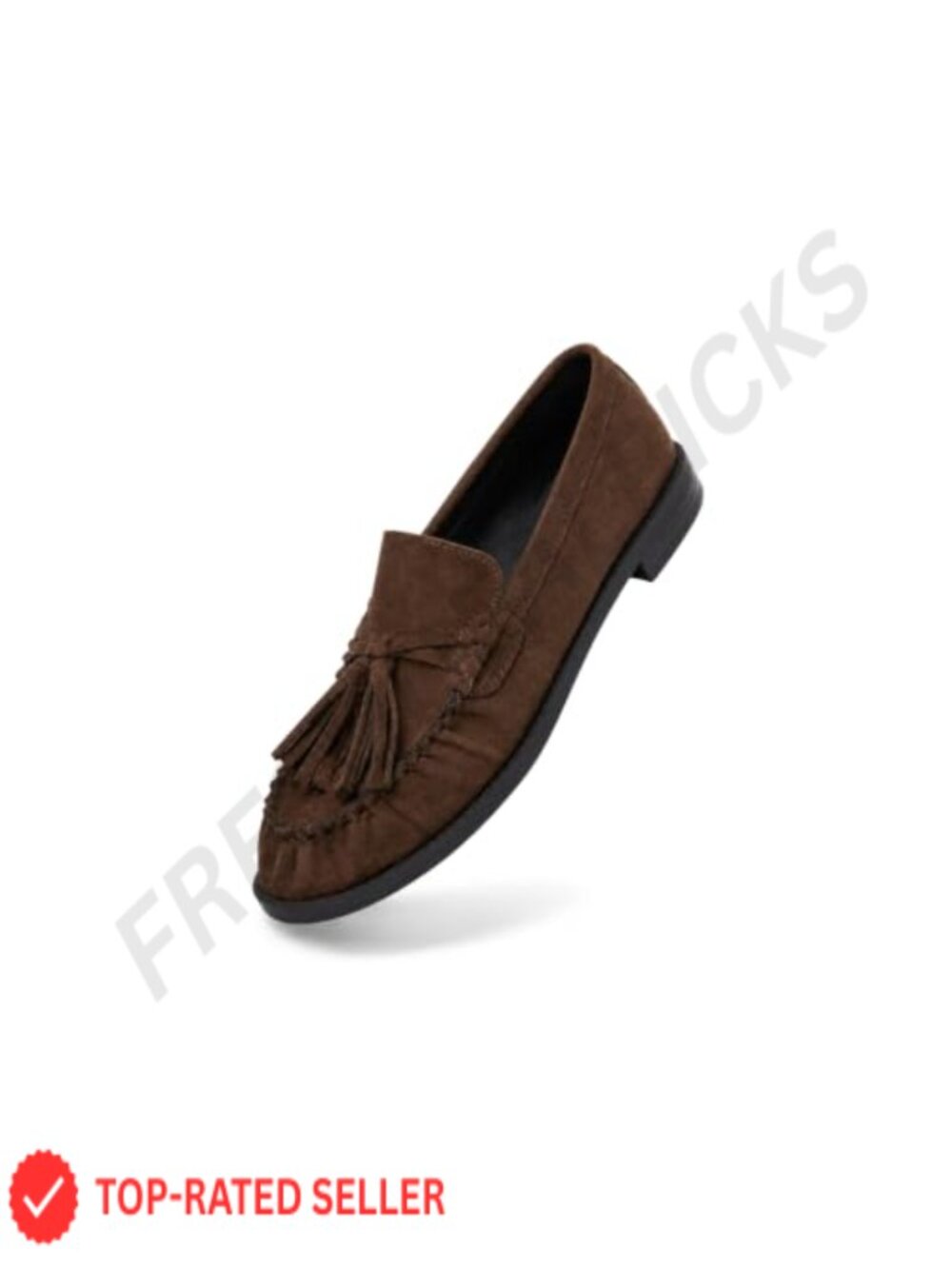 Faux Suede Slip On Loafers Tassel Moc Toe Comfort Work Flats